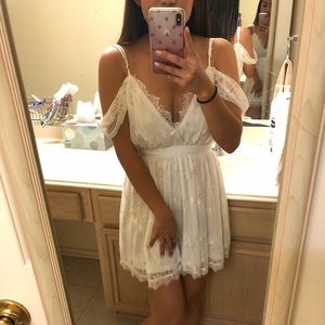 Off the shoulder Lacey white dress